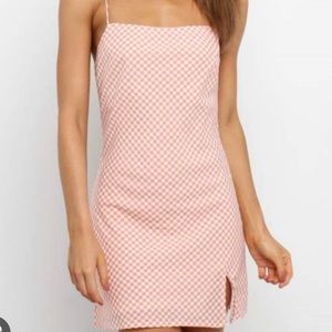 Orange Gingham mini dress